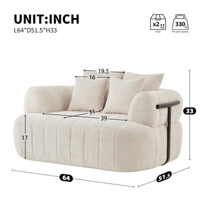 GDFStudio 64" Boneless Chair Indoor, Oversized Accent Chair with Deep Seat, Boucle Upholstered Big Comfy Couch Single Sofa, Modern Boneless Chaise Lounge Couch Chair for Living Room Bedroom, Beige