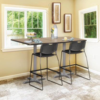 Regency Cain Small 30 in. Square X-Base Cafe Table- Noble Oak/Grey Base