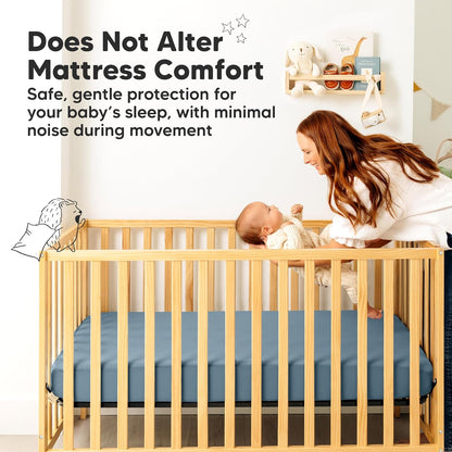 Skiennix Waterproof Crib Mattress Protector - Soft Quilted Cotton Pad, 52" x 28", Machine Washable, Easy Fit