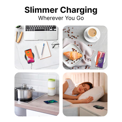 IJS Ultra Slim Universal Fast Wireless Charger - Phone Charger Compatible with All Qi Enabled Phones - Smart Round Fast Charging Pad for Multiple Devices (Black)
