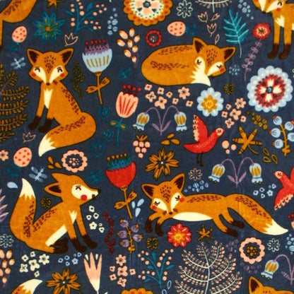 Lush Decor Pixie Fox Sherpa Throw Blanket 50”W x 60"L Navy & Orange - Sherpa Blankets - Toddler Blanket For Bed - Navy Girls Room Decor - Floral Throw