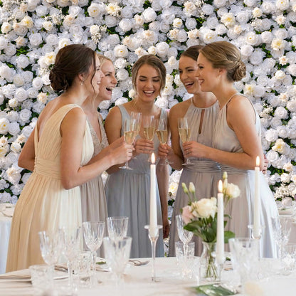 COCO FLOWERWALL Artificial Flower Wall Panels, 3D Silk Rose White Floral Backdrop for Wedding, Baby Show, Party and Home Decor, Quick Assembly/Storage, Both Eco ＆ Pet Friendly, 4ft*8ft