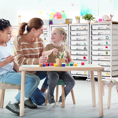 SYKIARIOL Rolling Cart with Drawers,10 Drawer Rolling Cart,Storage Cart with Wheels,Utility Cart with Drawers,Teacher Cart for Classroom Storage,Craft Cart with Wheels and Wooden Tabletop,White