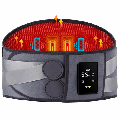 ALLJOY 67" Cordless Heating Pad for Back Pain Relief FSA Eligible HSA, Christmas Gifts for Women Men Mom Dad, Portable Lower Back Massager with 3 Heat 5 Vibration, Wireless Heating Pad for Cramps