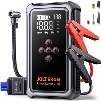 Joltekon Jump Starter with Air Compressor, 5000A Portable Car Battery Jumper Starter(All Gas/10L Diesel) with 150PSI Auto-Shutoff Tire Inflator, 12V Jump Box