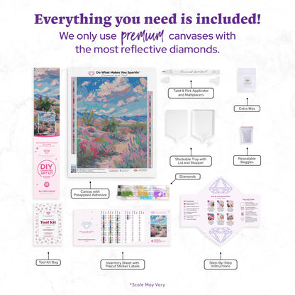 DIAMOND ART CLUB Impressionist Desert Scene Diamond Painting Kit, Fun DIY Crafts for Adults, Round Diamond Art Canvas, 13" x 17" (33 cm x 42.7 cm)