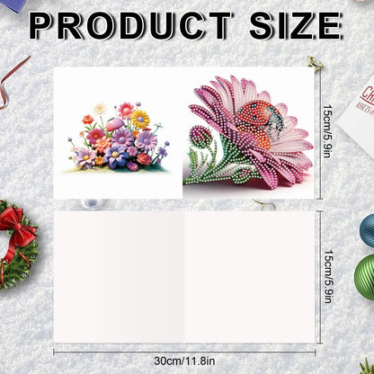 JZHYOAN 6Pcs Ladybug Flower Diamond Painting Greeting Cards DIY Diamond Art Greeting Card with Envelopes for Adults Embroidery Gem Arts and Crafts Card Kit for Birthday Holiday Mosaic Handmade Gift