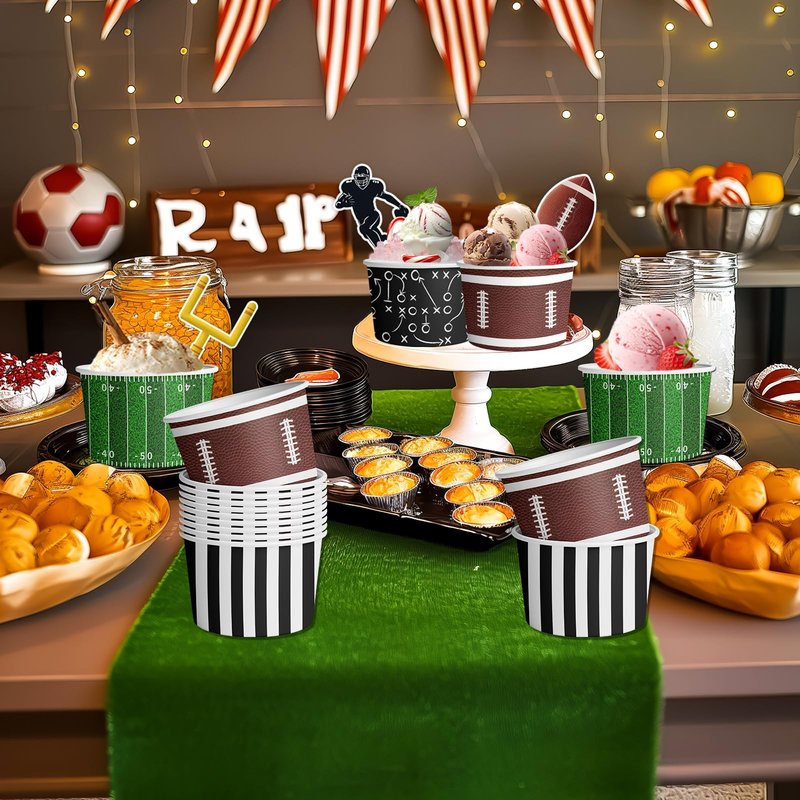 HAKOTI 48Pcs Football Party Supplies Kit - Football Ice Cream Bowls Party Snack Bowls Birthday Themed Decoration for Game Day Party,Sports Event