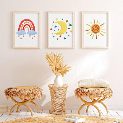 Yinder 5 Set Starter Embroidery Kit for Beginners Boho Cross Stitch with Patterns Embroidery Hoops Instructions Floss Punch Needlepoint Kits Crafts DIY Adult Beginner Cross Stitch(Rainbow)