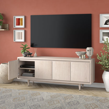 Henn&Hart TV Stand for TVs up to 75" with 2 Storage Cabinets with an Adjustable Shelf for Living Room, Family Room, or Office, Beech White