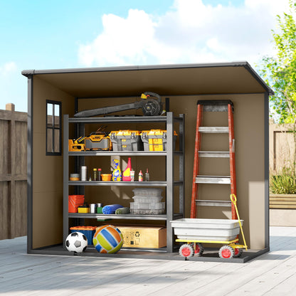 Outsunny 8' x 4' Outdoor Storage Shed, Waterproof Resin Plastic Shed with Floor, Window, Lockable Door and Vents, All-Weather Garden Tool Shed for Backyard, Patio, Lawn, Brown