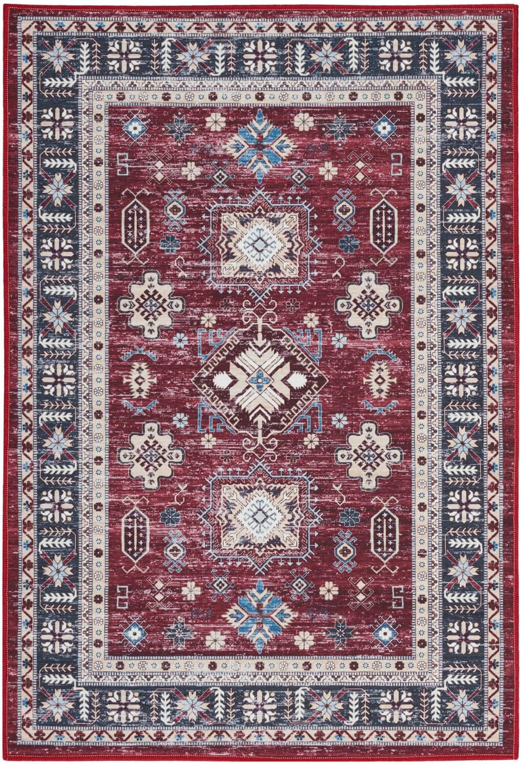 Nourison Fulton Tribal Red Area Rug, 2' x 3', Easy Cleaning, Non-Shedding, Bedroom, Living Room, Dining Room, Kitchen