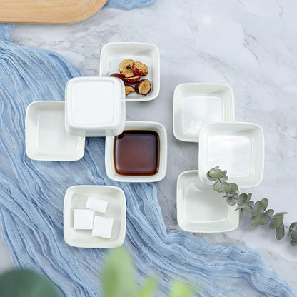 Square-Shaped Ceramic Sauce Dish, 4 PCS Multipurpose Sushi Dipping Bowl Appetizer Plates Serving Dish
