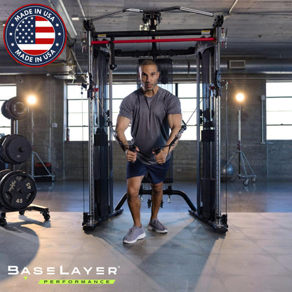 Baselayer Performance Series Interlocking Floor Tiles - Durable ½ in TPE (Rubber Like, NOT Foam, no Odor) - Gym Flooring for Weights & Heavy Equipment - Gray, 30 SqFt (12 Pack) - Made in USA