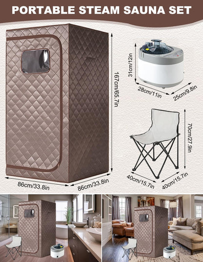 DKDZZXHUS Portable Home Spa Sauna Tent with 4L 1000W Steam Generator, Remote Control Timer