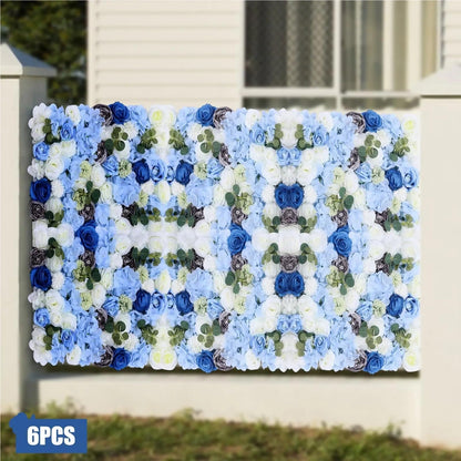 TYLPFH 6Pcs Artificial Silk Rose Flowers Wall Backdrop, Flower Panel Floral Faux Back