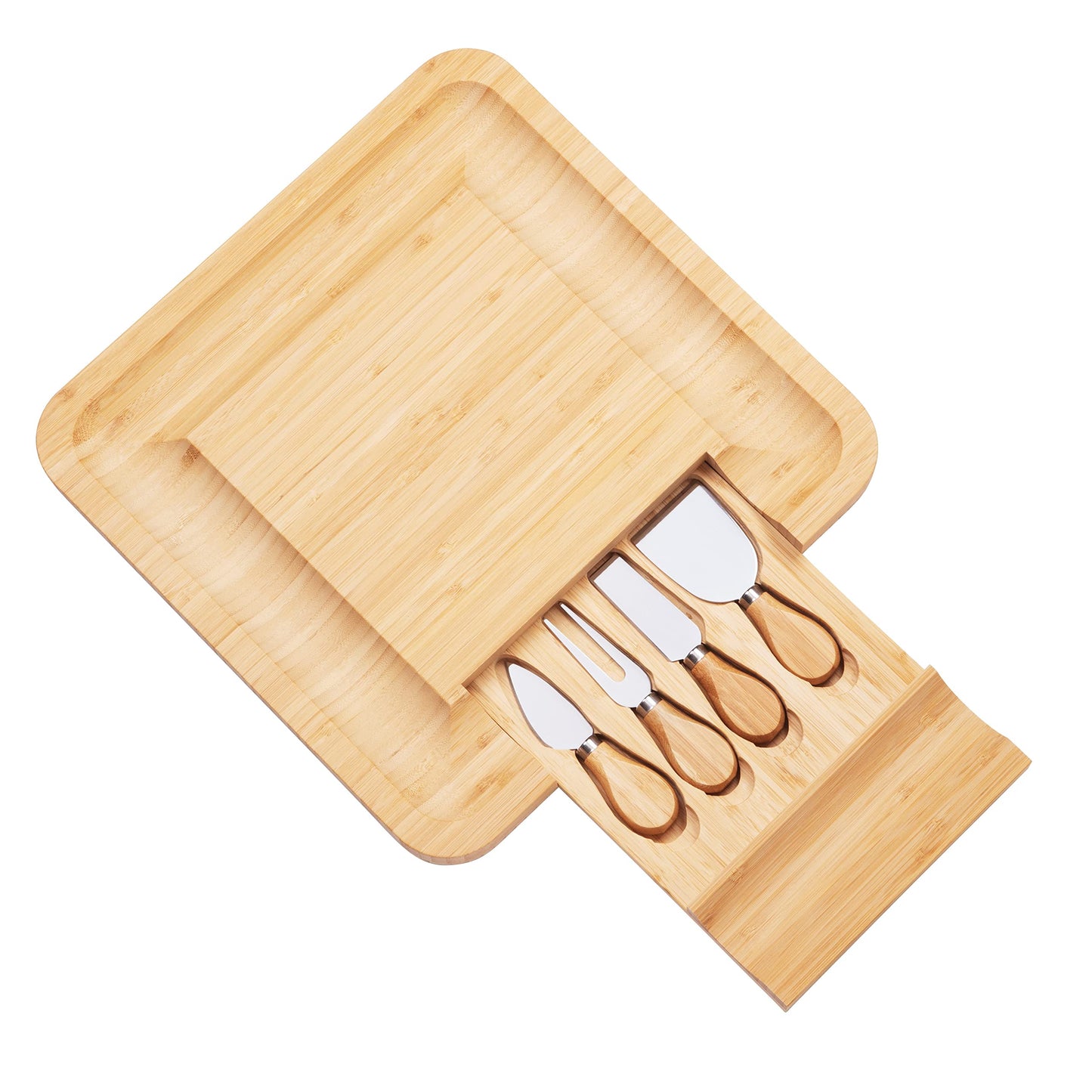 Charcuterie Board Gift Set, Bamboo Cheese Board With Cutlery, Includes Stainless Steel Serving Utensils, Cheese Platter and Serving Tray, Suitable for Wedding, Gift for Couples, and Housewarming Gifts