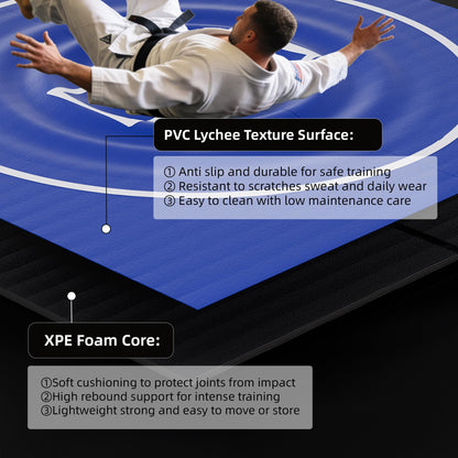 HFPFTS Wrestling Mat for Home, 10’x 10’x 1.25” Wrestling Mat, Safe Wrestling & Play Mat for Kids and Family, Jiu Jitsu, BJJ, MMA, Wrestling Mats, Martial Arts, Tumbling, Easy Clean, Gym Mat, Blue