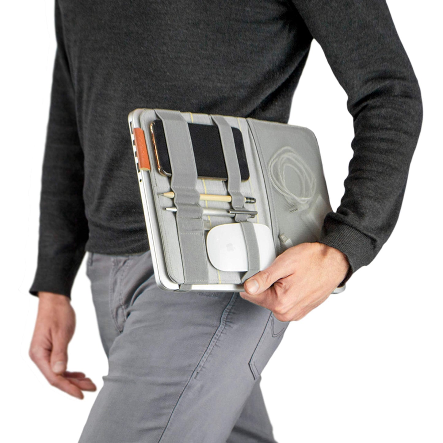 Beblau FOLD Portable TECH Organizer attachable to your Devices | Desk Sleeve | Gadget case | Working from Home Essentials | Laptop accessories | Backpack Insert | Portfolio |