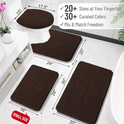 OLANLY Bathroom Rugs - Extra Soft Chenille Bath Mats | Quick Dry, Machine Washable, 35x24, Brown