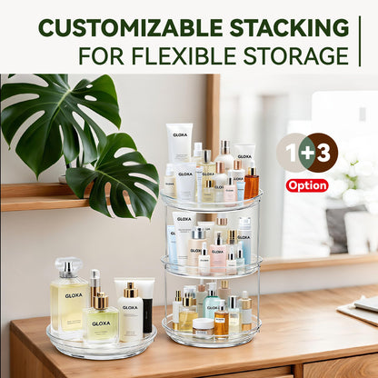 GLOXA 2 Tier Lazy Susan Turntable Organizer for Cabinet, 9.25'' Rotating Spice Rack Organization for Kitchen, Pantry, Bathroom, Vanity, Countertop, Medicine Storage, Seasoning Spice Organizer, 1 Pack