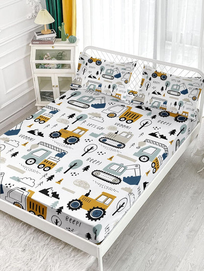 Datura home Set 4Pcs Set 1 1 2 Woodland Construction Sheets for Kids,Cartoon Excavator Truck Lifter Print Sheet