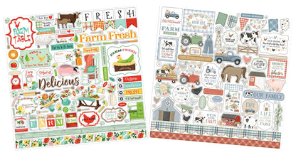 Farm Stickers for Scrapbooking - 12x12 Farm Animal, Barnyard & Tractor Designs for Farmers Journal, Farmhouse Photo Album, DIY Crafts - 2 Sheet Set