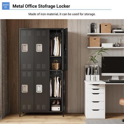 PioneerWorks Metal Locker 6 Door Storage Cabinet, Gym Storage Locker with Hook for Gyms, Schools, Classrooms, Homes, Offices and Employee Dormitories