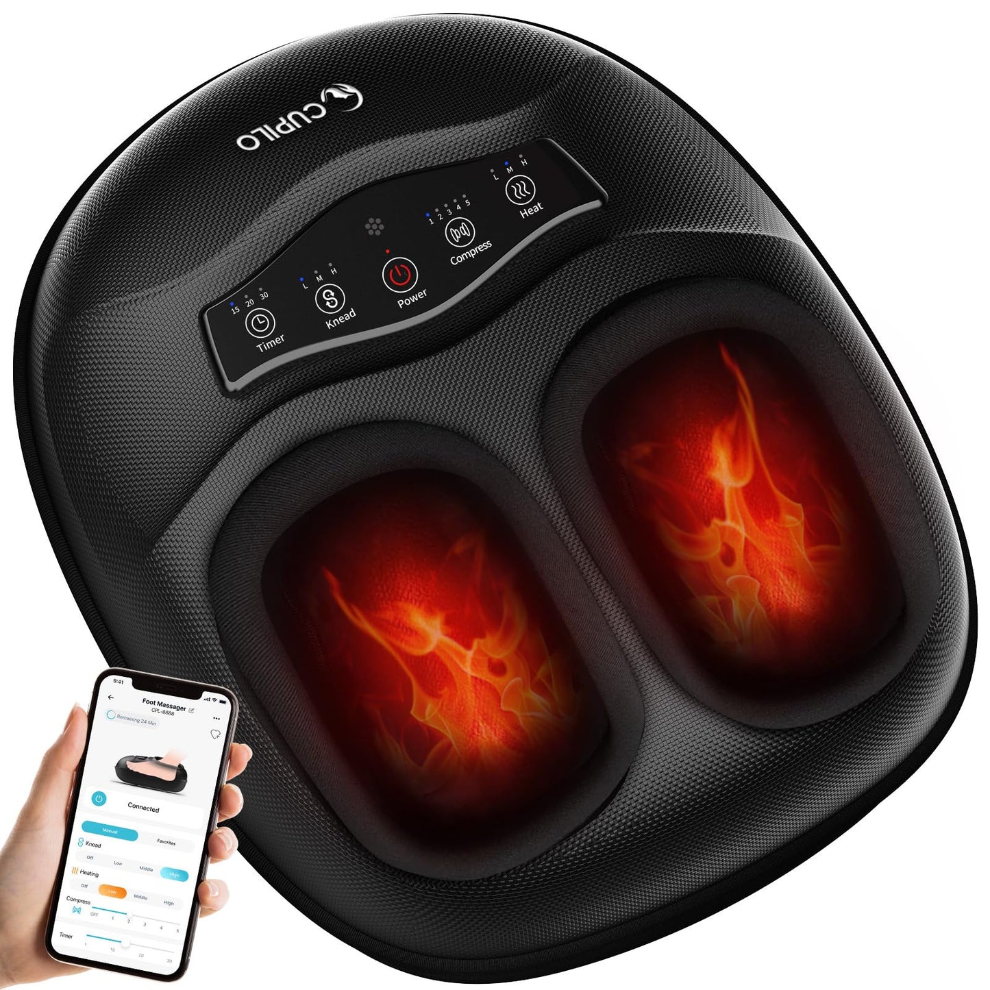 Foot Massager FSA Eligible HSA, Feet Massager with Heat for Plantar Fasciitis Relief, 5 Levels Compression & Vibration Massage for Neuropathy, Christmas Gifts for Women Men, Fits Up to 13"
