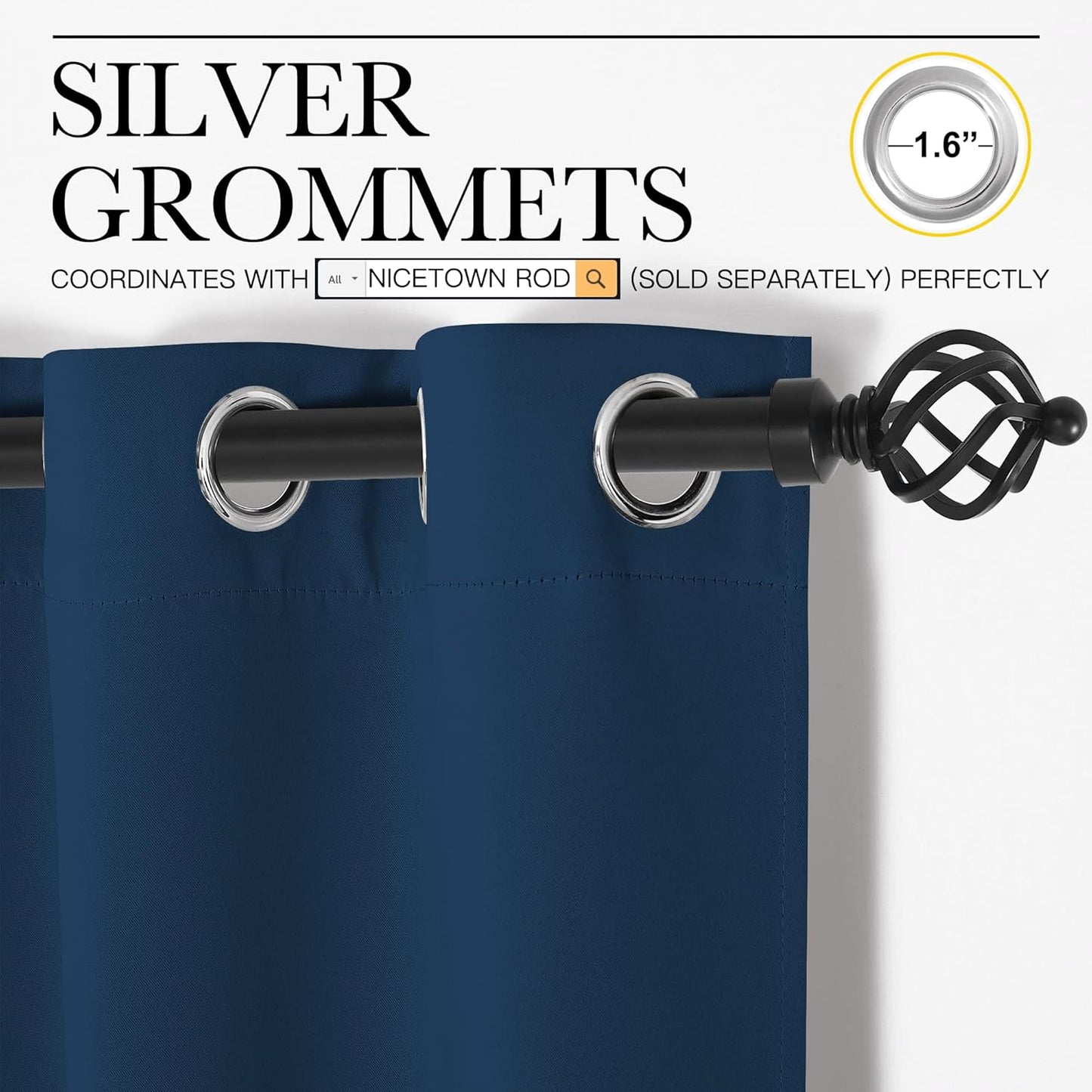 NICETOWN Blackout Curtain Panels - Thermal Insulated Draperies in Moroccan Blue | 29x40 Inch, 1 Pair