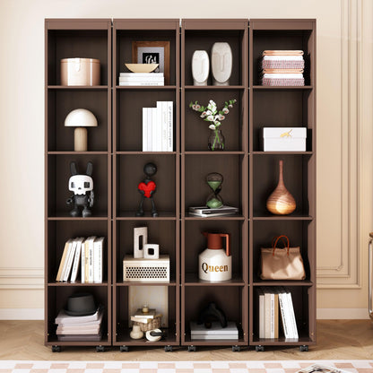 Ball & Cast Murphy Bed Queen Size,Wood Hidden Wall Bed with 2 Sides Push-Pull Foldable Storage Cabinets, Multifunctional Cabinet Bed Frame for Bedroom,Guest Room,Space Saving,Espresso
