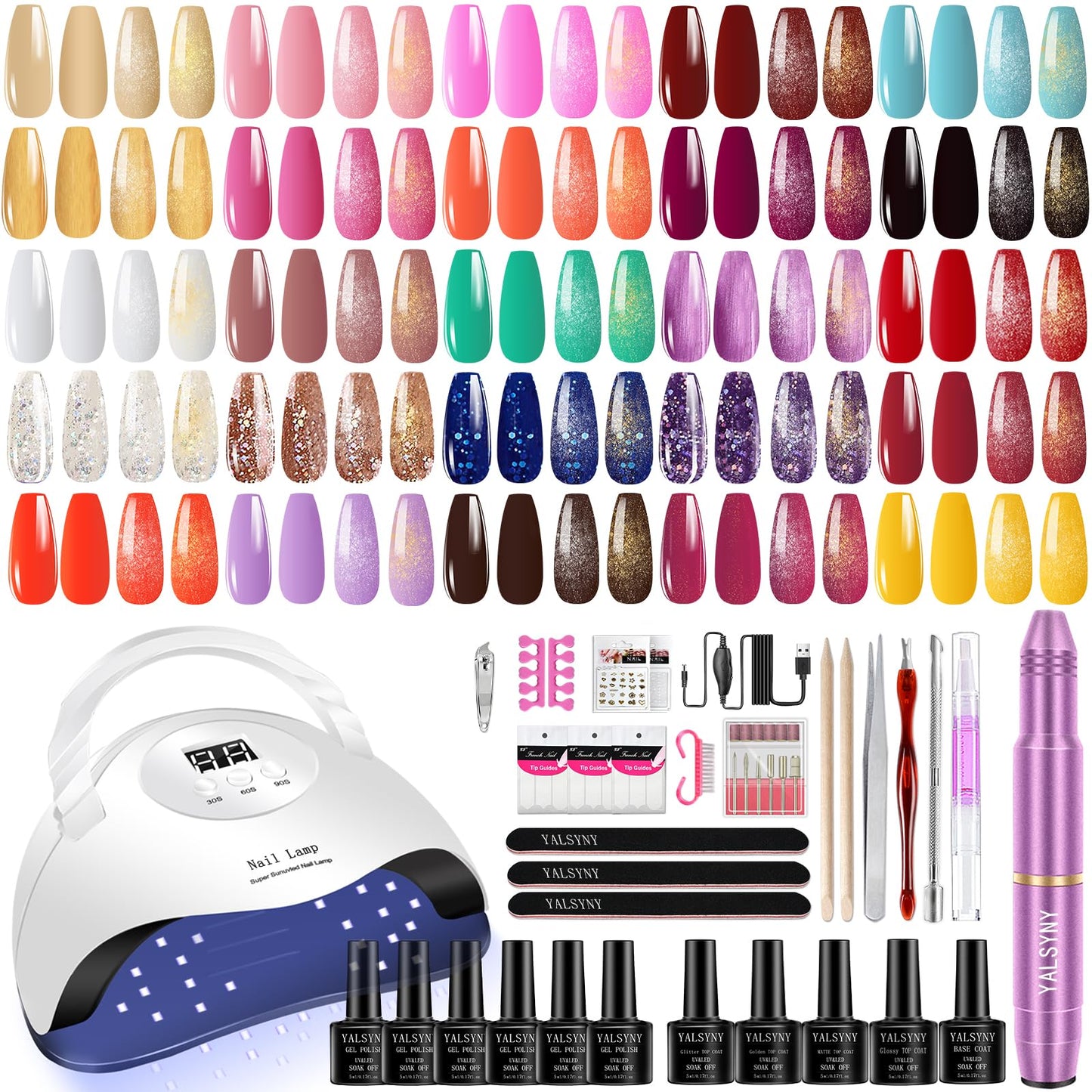 NAIL POLISH KIT with U V Lamp and Drill Starter Kit 36 Colors Gel Nail Polish Nail Art Gel Manicure Kit