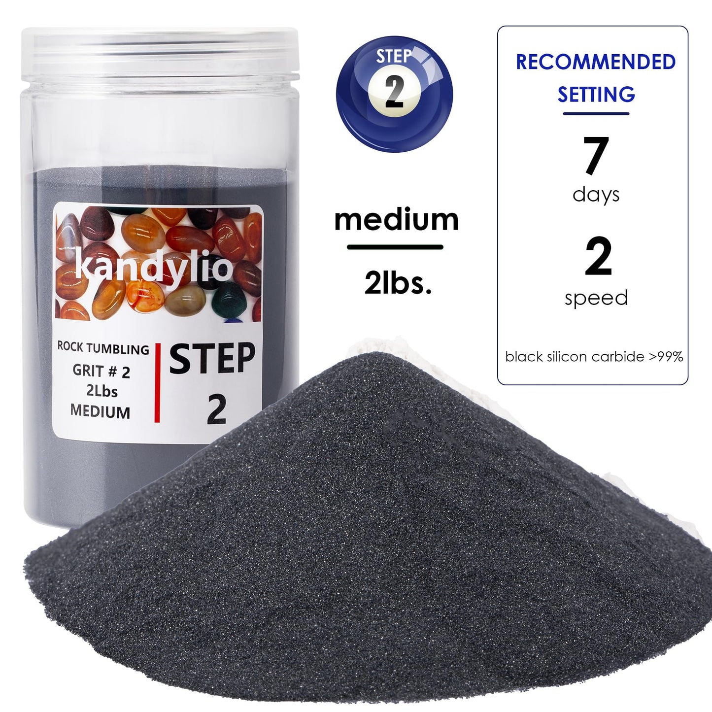 Kandylio 8 Lbs Rock Tumbler Grit Kit Polish Upto 60LBS Rocks Silicon Carbide & Aluminum Oxide Polishing and Tumbling Abrasive Media for Any Rock Tumbler Polisher