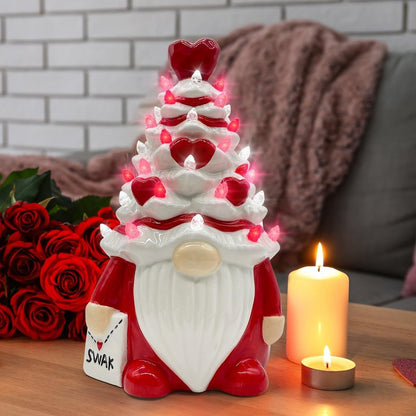 Hexagram Valentines Decorations, Valentines Day Decorations, Valentine Decor Ceramic Gnomes Tree, Valentine's Day Gnomes Decor
