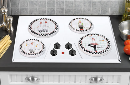 Reston Lloyd, Burner Covers For Electric Stovetop, Decorative Lightweight Tin Covers, Set of 4 (2-8 inch & 2-10 inch), Conceals Messy Drip Pans, Chef