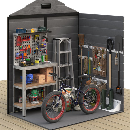 UDPATIO Outdoor Storage Shed 6x4.5 FT, Garden Resin Shed for Bike, Garbage Can, Tools, Outside Plastic Sheds with Floor for Backyard, Patio, Lawn, Dark Grey