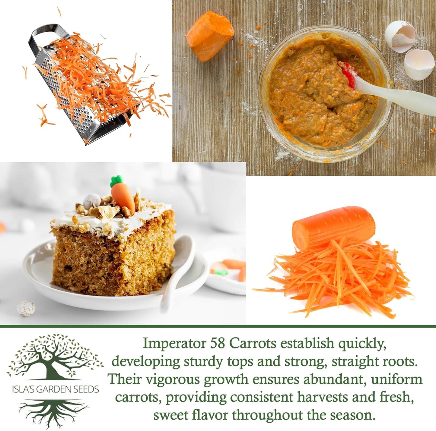 58 500+ Imperator Carrot Seeds (Daucus carota) Non-GMO & Heirloom Seeds, Long and Sweet Carrots for Juicing, Fresh