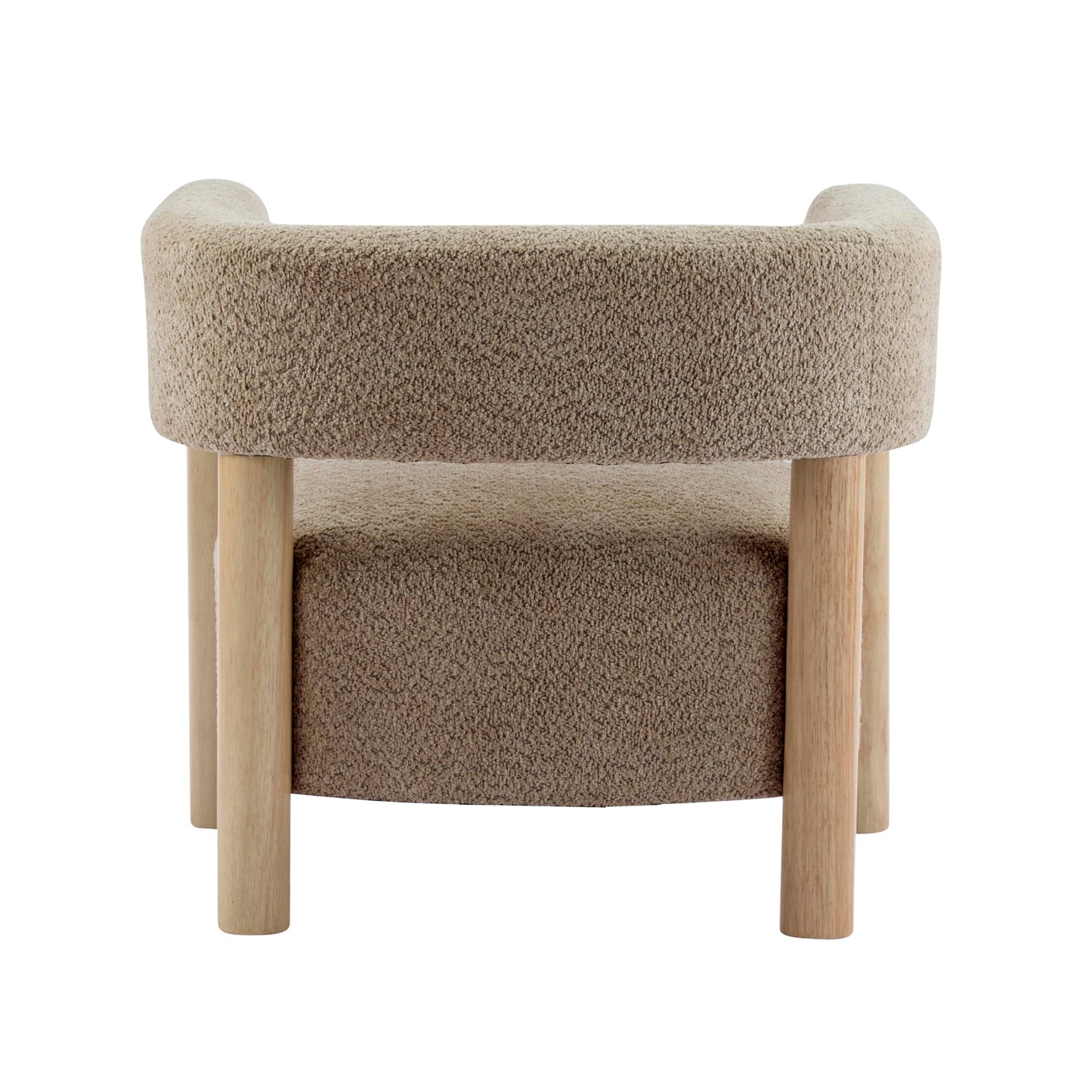 Christopher Knight Home Carly Low Profile Accent Chair, Round Backrest Side Chair, Living Room Armchair with Boucle Fabric Cushion,Comfy Reading Chair for Bedroom,Wooden Single Lounge Sofa,Light Camel