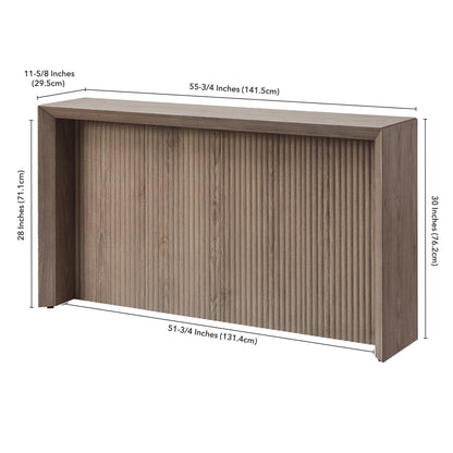 Henn&Hart 56" Fluted Wooden Rectangular Console Table Ribbed Entryway Table, Sofa Table for Entryway, Living Room, Couch, Hallway, or Office, Weathered Gray