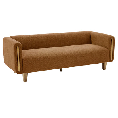 Christopher Knight Home Alissa 78.7" Modern 3 Seater Sofa, Textured Upholstered Lounge Sofa Couch with Rolled Arms and Rubberwood Legs, Couches for Living Room and Office, Lounge Seating, Orange