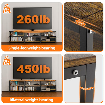 Aquzee 100 inch TV Stand, Extra Large 98" Wide Entertainment Center for 85" - 110" Television, 3 Tier Heavy Duty Wood Console Table with Storage for Living Room Home Theater