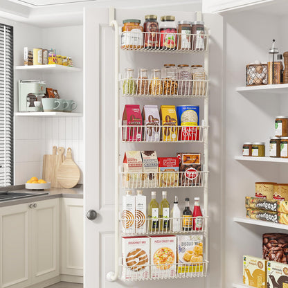 MIAOLI Over The Door Pantry Organizers and Storage, 6-Tier Spice Rack, Home & Kitchen Storage Shelves for Cabinet, Large Capacity Hanging Seasoning Organizer, Laundry Room Organization, Black
