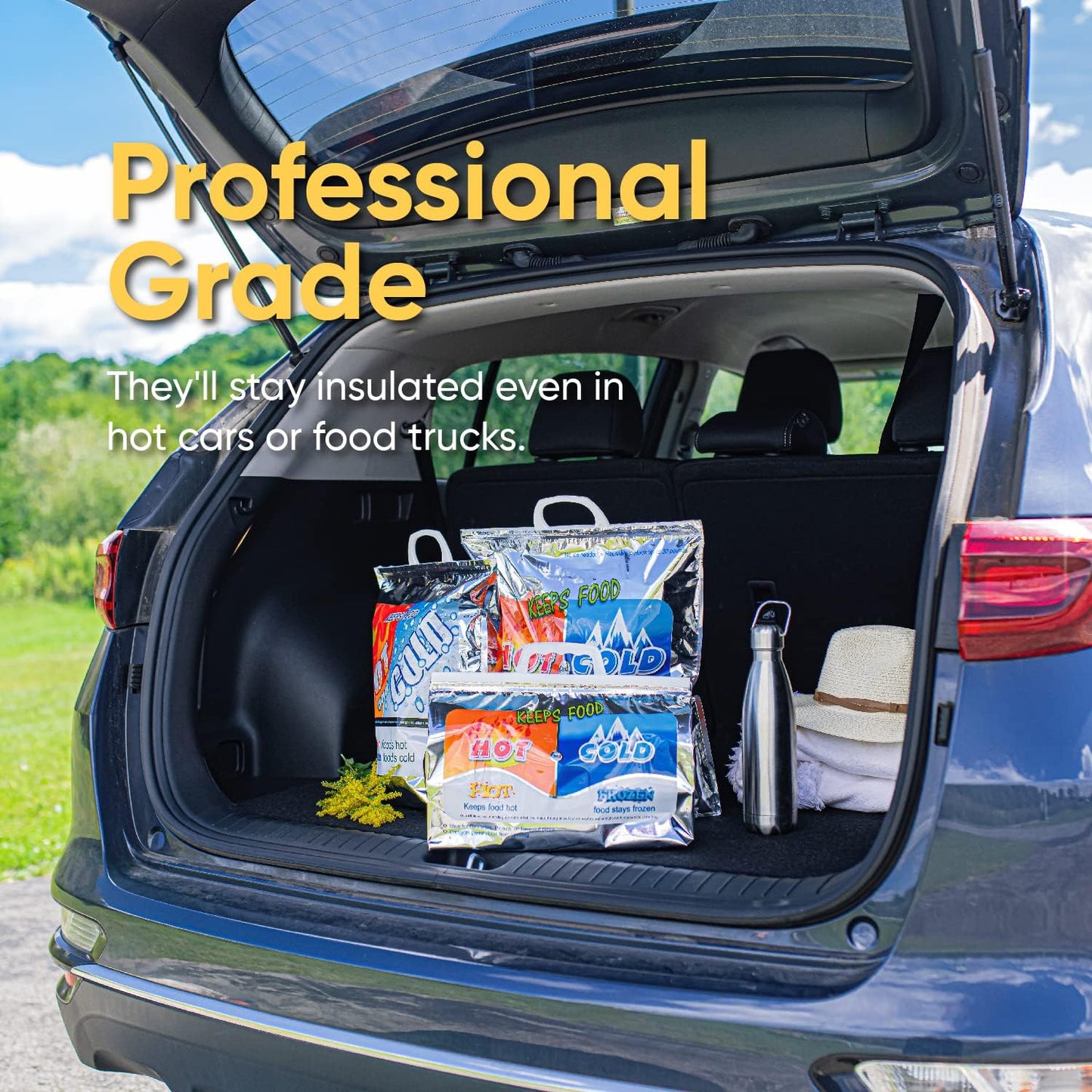 Frozen (10, 16"x19.25") Superio Hot and Cold Insulated Bags for Food Delivery, Grocery Shopping Bags, Food Storage
