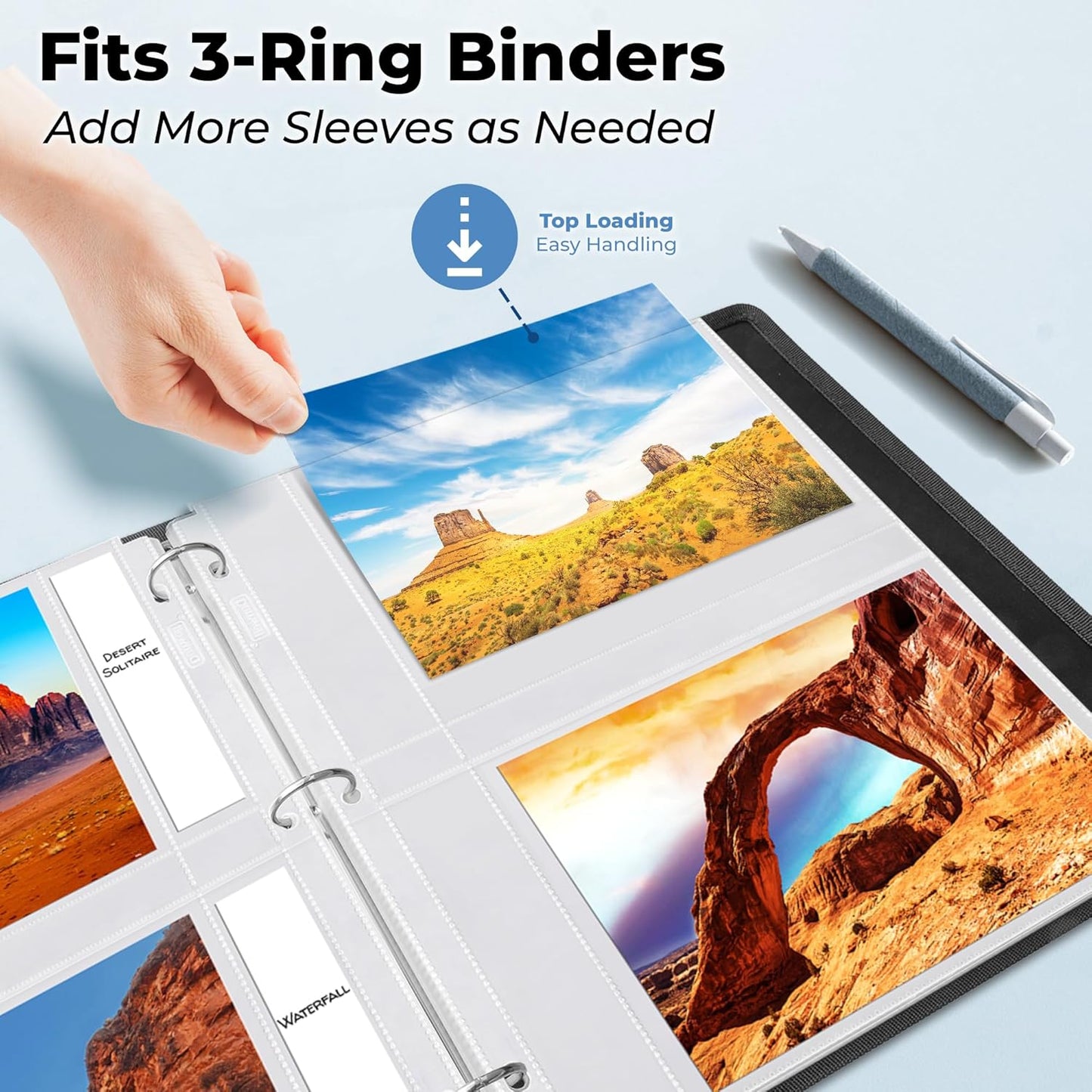 Dunwell 5x7 Photo Sleeves for 3-Ring Binder, 10 Pack for 40 Pictures, Acid-Free Poly Plastic Photo Album Refill