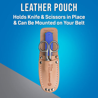 Jonard Tools TK-400 3 Piece Splicers Kit with included Splicing Knife, Electrician's Scissors, and Leather Pouch