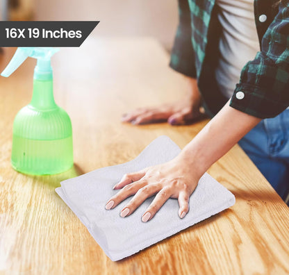 Utopia Cotton Bar Mops, Pack of 12, 16 x 19 Inches, Super Absorbent White Multi-Purpose Cleaning Towels