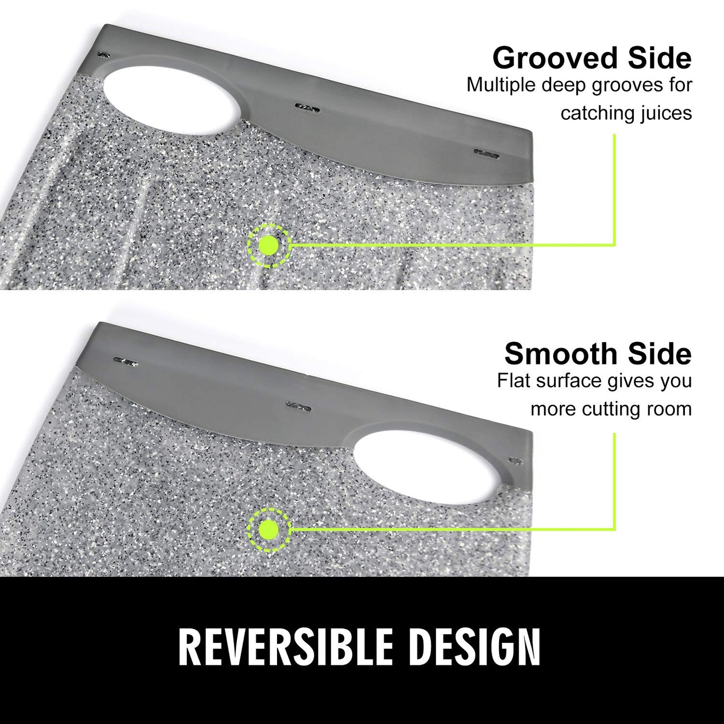 Extra Large Plastic Cutting Board, 16" Non-Slip Cutting Board for Meat, Thicker Kitchen Chopping Board, Unique Design with Multiple Juice Grooves! BPA Free, Dishwasher Safe, Easy Grip Handle (Grey)