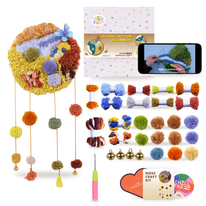 ChillFuzz DIY Bohemian Dreamcatcher Wind Chime Kit Handmade Yarn Wall Hanging Craft Set Boho Decor for Home & Garden Beginner-Friendly Yellow Oasis