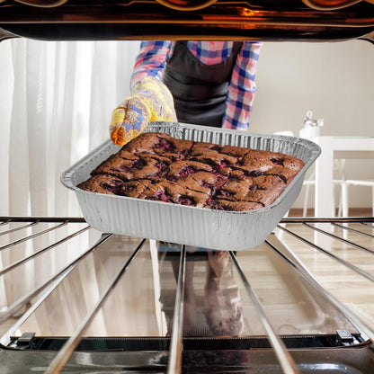 Nicole Home Collection 8x8 Aluminum Pans (20 Pack), Disposable Foil Cake Pans for Baking, Cooking, Heating