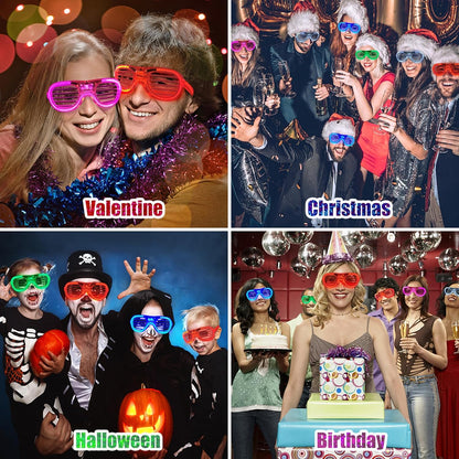 Skiennix LED Glasses - 25 Pack Neon Colors | Glow in the Dark Party Supplies for Kids & Adults